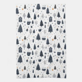 クリスマスブラックニュートラルモダンホミニマルリデイ キッチンタオル (縦)