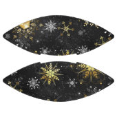 クリスマスブラックバックグラウンド上のゴールデンスノーフレーク アメリカンフットボール (パネル)