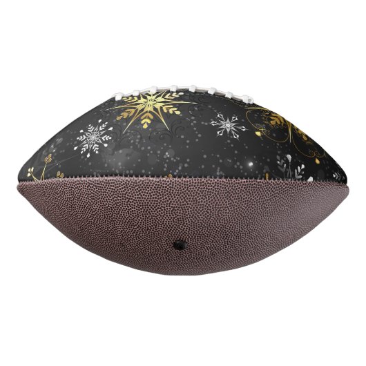 クリスマスブラックバックグラウンド上のゴールデンスノーフレーク アメリカンフットボール (回転270)