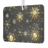 クリスマスブラックバックグラウンド上のゴールデンスノーフレーク カーエアーフレッシュナー (左)