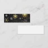 クリスマスブラックバックグラウンド上のゴールデンスノーフレーク スキニー名刺 (正面/裏面)