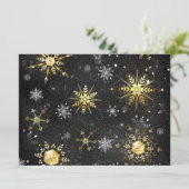 クリスマスブラックバックグラウンド上のゴールデンスノーフレーク セーブザデート (スタンド正面)