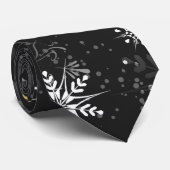 クリスマスブラックバックグラウンド上のゴールデンスノーフレーク ネクタイ (ロール)