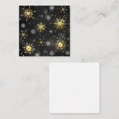 クリスマスブラックバックグラウンド上のゴールデンスノーフレーク ノートカード (正面/裏面)
