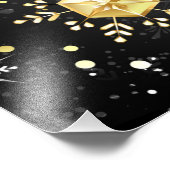 クリスマスブラックバックグラウンド上のゴールデンスノーフレーク フォトプリント            (角)