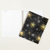 クリスマスブラックバックグラウンド上のゴールデンスノーフレーク プランナー手帳 (ディスプレー)
