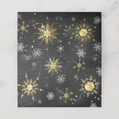 クリスマスブラックバックグラウンド上のゴールデンスノーフレーク プレイスカード (外部開封)
