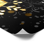 クリスマスブラックバックグラウンド上のゴールデンスノーフレーク ポスター (角)