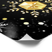 クリスマスブラックバックグラウンド上のゴールデンスノーフレーク ポスター (コーナー)