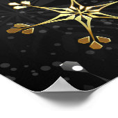 クリスマスブラックバックグラウンド上のゴールデンスノーフレーク ポスター (角)