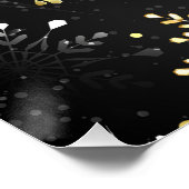 クリスマスブラックバックグラウンド上のゴールデンスノーフレーク ポスター (コーナー)