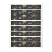 クリスマスブラックバックグラウンド上のゴールデンスノーフレーク ラップアラウンドラベル (シート)