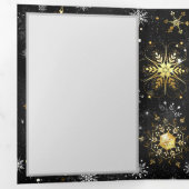 クリスマスブラックバックグラウンド上のゴールデンスノーフレーク 三つ折りプログラム (内部最初)