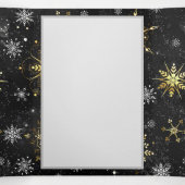 クリスマスブラックバックグラウンド上のゴールデンスノーフレーク 三つ折りプログラム (内部中)
