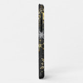 クリスマスブラックバックグラウンド上のゴールデンスノーフレーク Case-Mate iPhoneケース (裏面/左)