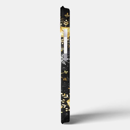 クリスマスブラックバックグラウンド上のゴールデンスノーフレーク Case-Mate iPhoneケース (裏面 / 左)