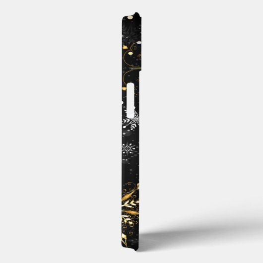 クリスマスブラックバックグラウンド上のゴールデンスノーフレーク Case-Mate iPhoneケース (裏面 / 右)