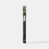 クリスマスブラックバックグラウンド上のゴールデンスノーフレーク iPhoneケース (右側面)