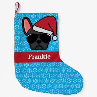 クリスマスブラックフランスのブルドッグ スモールクリスマスストッキング