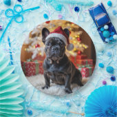 クリスマスブラックフランスのブルドッグ ペーパープレート (パーティー)