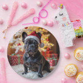 クリスマスブラックフランスのブルドッグ ペーパープレート (パーティー)