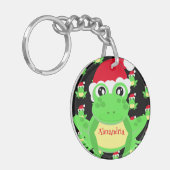 クリスマスブラックフロッグサンタハットパターンノベルティ キーホルダー (正面左)