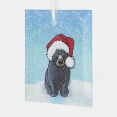 クリスマスブラックベアキュブ ガラスオーナメント (正面左)