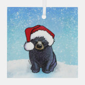 クリスマスブラックベアキュブ ガラスオーナメント (裏面)