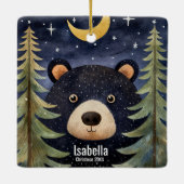 クリスマスブラックベアーナイトムーンフォレスト セラミックオーナメント (裏面)