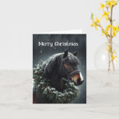 クリスマスブラックホースリース カード (黄色い花)