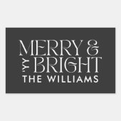 クリスマスブラックモダンエレガントシンプル 長方形シール (正面)