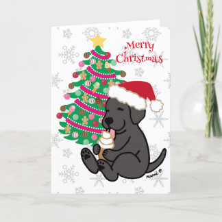 クリスマスブラックラブラドールアイスクリーム舐め シーズンカード