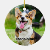 クリスマスブラックラブラドールドッグフォトグリーティメリーング セラミックオーナメント (裏面)