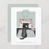 クリスマスブラックラブラドールドッグ暖炉シーン (正面/裏面)