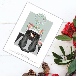 クリスマスブラックラブラドールドッグ暖炉シーン