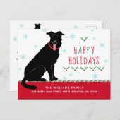 クリスマスブラックラブラドールハッピーホリデーズムービング 案内ポストカード (正面/裏面)
