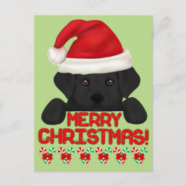 クリスマスブラックラブラドール子犬！ シーズンポストカード