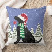 クリスマスブラックラボホリデードッグ クッション (ブランケット)