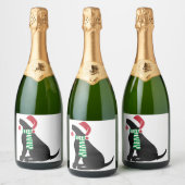 クリスマスブラックラボホリデードッグ スパークリングワインラベル (ボトル)