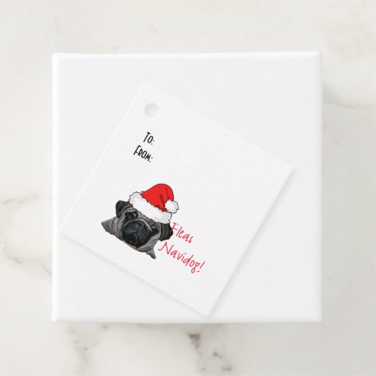 クリスマスブラックリアルなパグパピー絵画ズ フェイバータグ (インサイチュ)