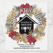 クリスマスブラックリアルティクライアント引っ越し祝いパーティー ワインラベル (シングルラベル)