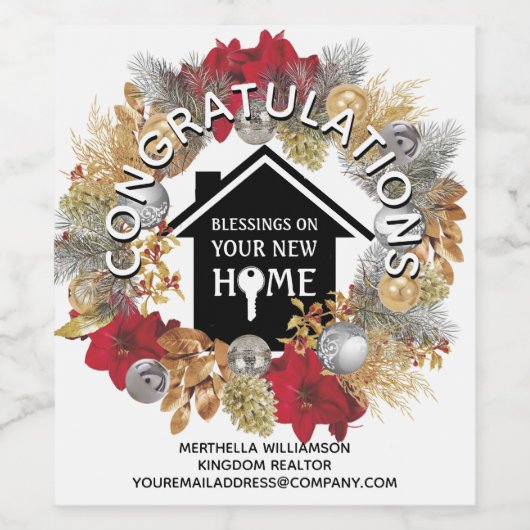 クリスマスブラックリアルティクライアント引っ越し祝いパーティー ワインラベル (シングルラベル)