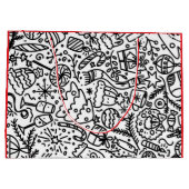 クリスマスブラック及びホワイトドードルパターン抱き枕 ラージペーパーバッグ (裏面)