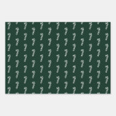 クリスマスブラック赤ダークグリーンのキャンディーケーンのパターン ラッピングペーパーシート (正面3)