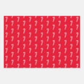 クリスマスブラック赤ダークグリーンのキャンディーケーンのパターン ラッピングペーパーシート (正面2)