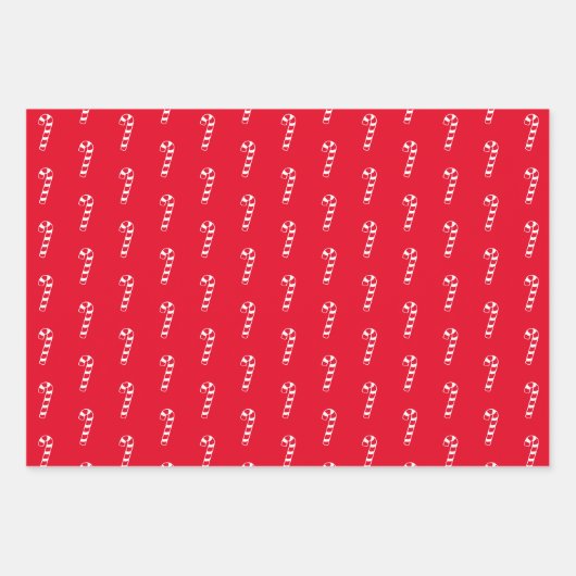 クリスマスブラック赤ダークグリーンのキャンディーケーンのパターン ラッピングペーパーシート (正面2)