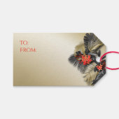 クリスマスブラック金ゴールドクリムゾントロピカルリーフ ギフトタグ (正面(横))