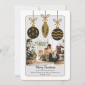 クリスマスブラック金ゴールドバウブル写真テンプレート シーズンカード (正面)