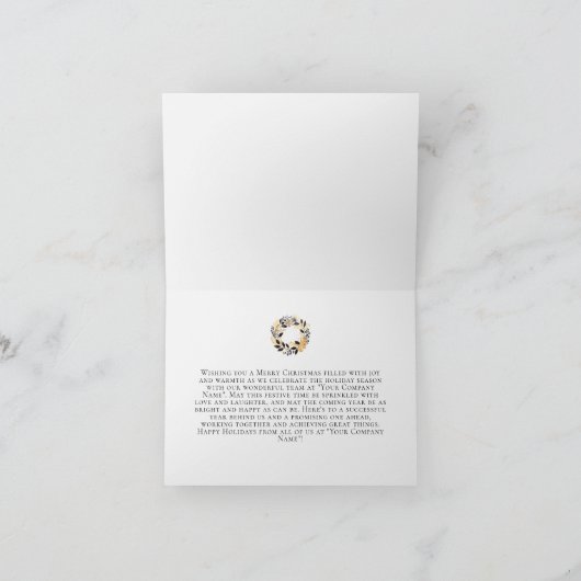 クリスマスブラック金ゴールドリース企業のハッピー シーズンカード (内部)