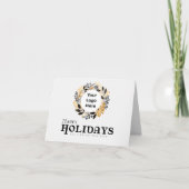 クリスマスブラック金ゴールドリース企業のハッピー シーズンカード (正面)